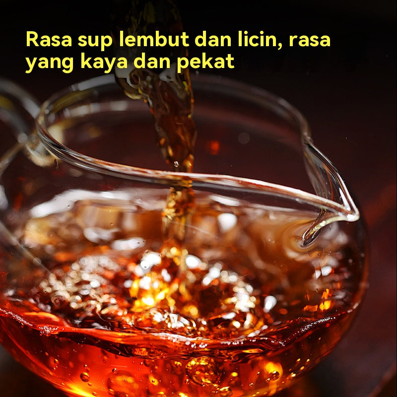 Batu Pu'er Masak Laobanzhang 15 Tahun Koleksi, Wangian Tua Lembut, Halus Tanpa Pahit